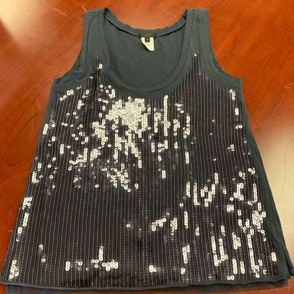 J Crew Sequin Front Slate Gray Tank sz XS